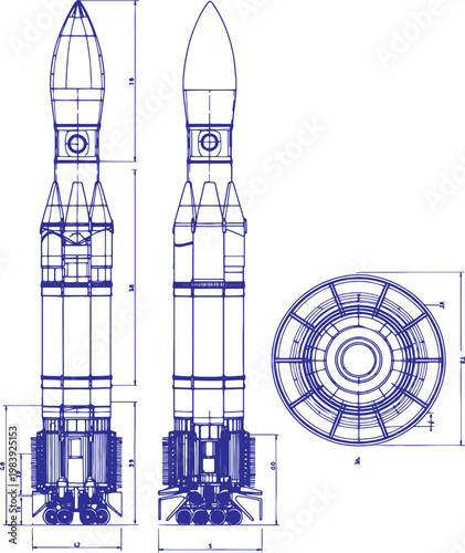 Sketch Hand Drawn Intercontinental Ballistic Missile – Large Scale Multi-Stage Rocket Design