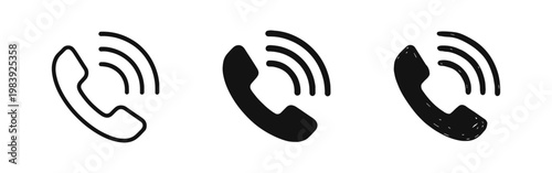 Phone call icons representing communication and contact in three different styles.