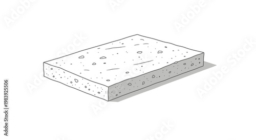 Minimalist Hand-Drawn Concrete Slab Illustration Vector, Black and White Sketch of a Cement Block or Pavement Tile