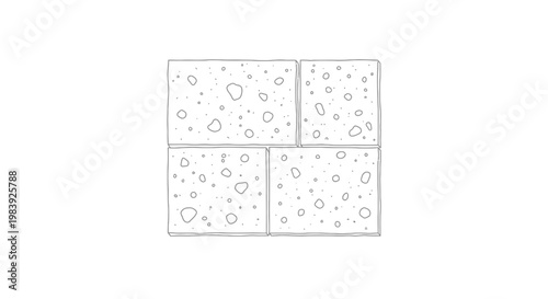 Minimalist Line Art Drawing of Four Concrete Pavers or Stone Blocks for Landscaping and Construction Design