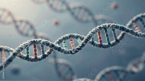 Closeup of human DNA strands in a laboratory setting
