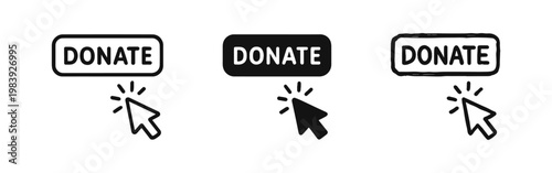 Donate Button with Cursor Icons - Online Giving and Charity Symbols