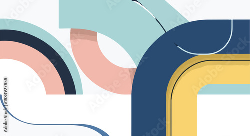 Abstract shapes in blue and yellow.