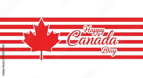 Celebratory canada day banner with maple leaf design and festive text