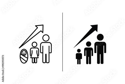 Population Growth Concept Vector Illustration: Demographic Change and Family Size Vector