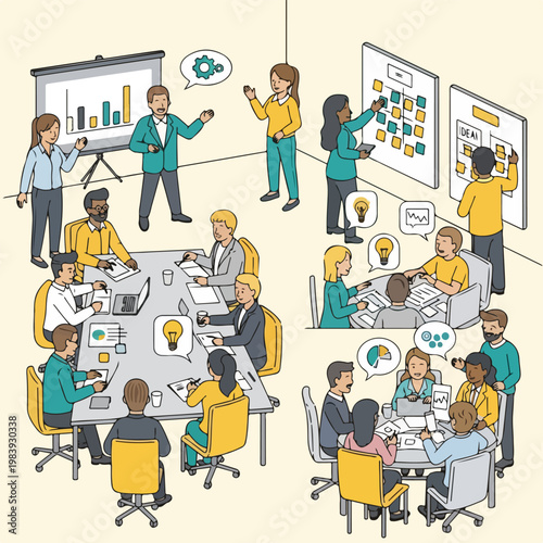 Business people discussing and planning together.