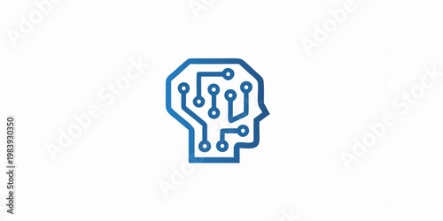 Digital brain illustration with circuit board patterns and a blue color scheme