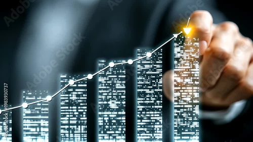 Business Growth and Financial Success Illustrated by Upward Trend Graph.