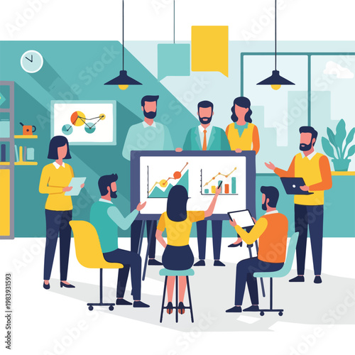 Business people discussing data charts 2.