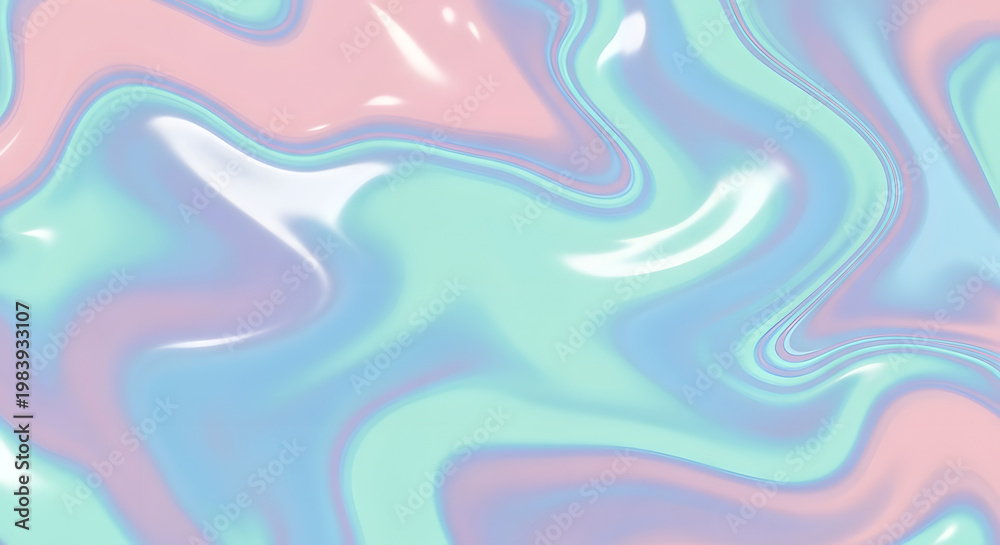 Obraz premium Pastel Swirls - A beautiful abstract background with flowing, iridescent pastel colors creating a dreamy and ethereal effect
