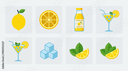 Lemon and orange citrus fruits.