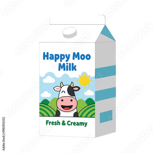 Carton of Happy Moo Milk.
