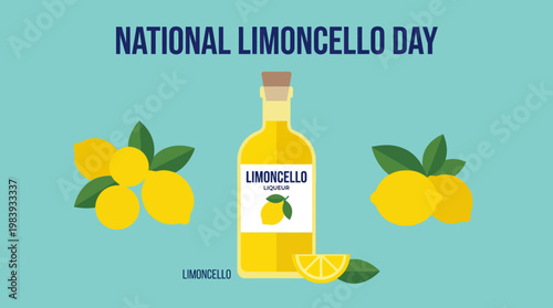 National Limoncello Day with fresh lemons and lemon juice