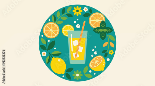 Refreshing glass of lemon juice.