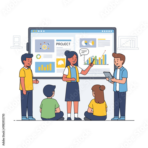 Business people discussing project presentation.