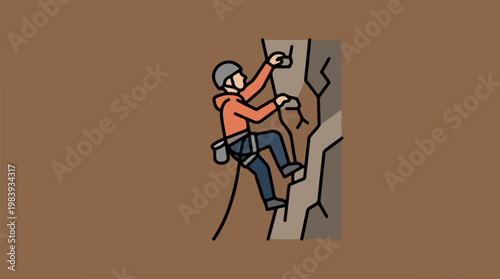 Man Rock Climbing Outdoor Adventure.