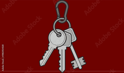 Metal keys on a ring.