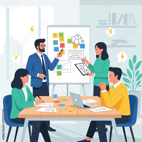 Business people in a meeting discussion.