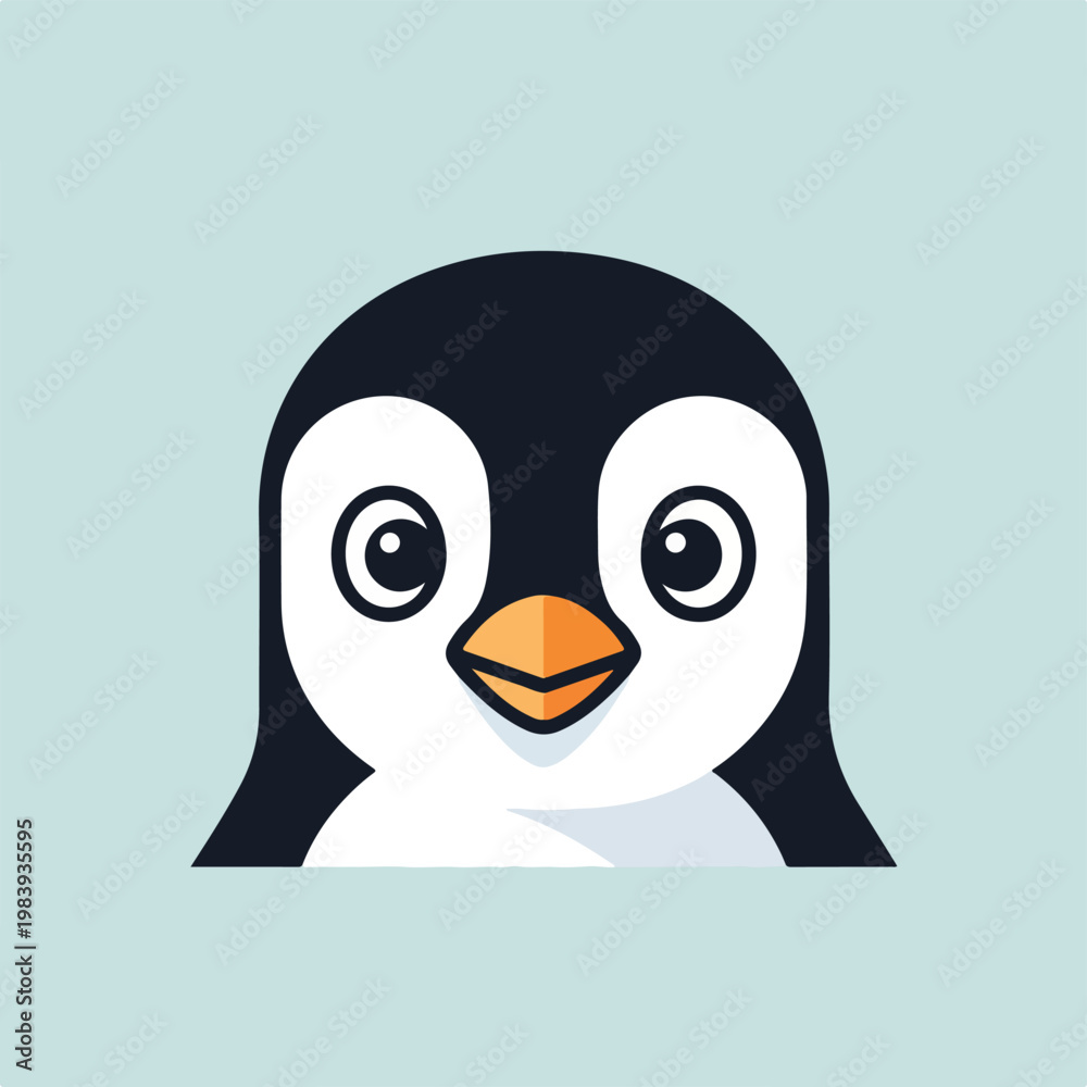 Obraz premium Cartoon Penguin Head Closeup Portrait.