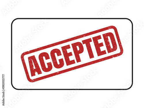 Red grunge ACCEPTED rubber stamp isolated on a white background with a black border