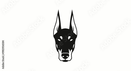 A minimalist flat-style illustration of a Doberman icon logo featuring a dog's head.
