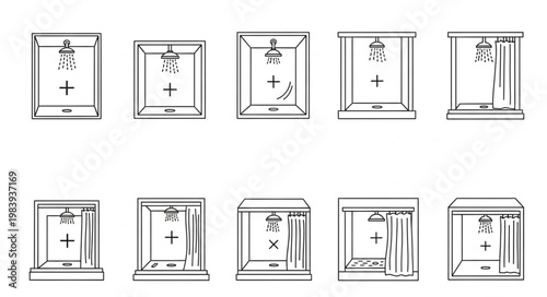 Collection of Vintage Shower Stall Designs.