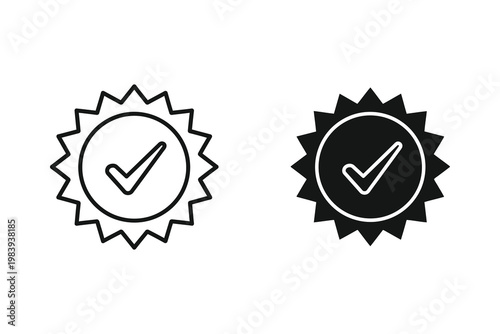 Check Mark Seal of Approval Vector Illustration with Positive Validation Symbol