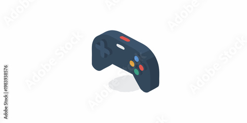 Isometric illustration of a dark blue video game controller