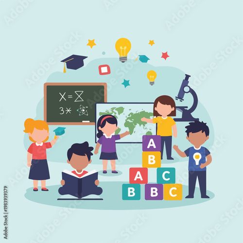 Children Learning in a Classroom Setting.