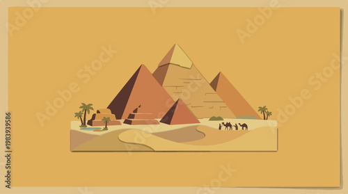 Pyramids of Giza Desert Landscape.