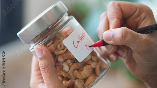 Making a label for a jar of cashews at home