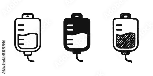Medical IV Drip Icons for Hospital Healthcare and Blood Donation