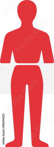 Red Human Body Silhouette Figure.