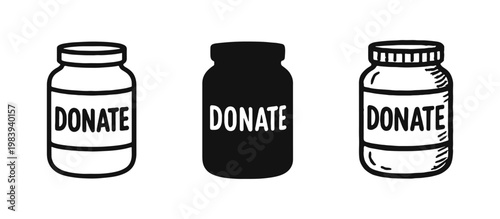 Donation Jar Icons for Charity Fundraising and Financial Support