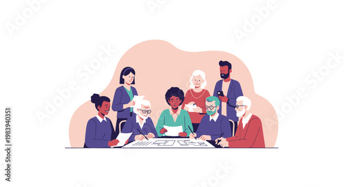 Diverse group of people meeting.