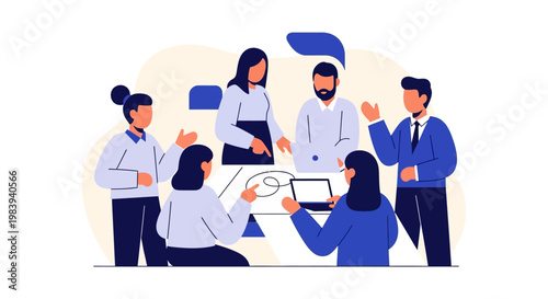 Business people in meeting discussion.