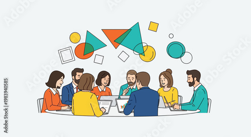 Business people sitting around table.