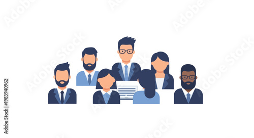 Diverse business team meeting together.