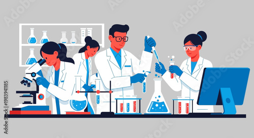 Scientists working in laboratory.
