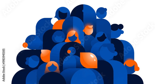 People Crowd Silhouette Illustration.