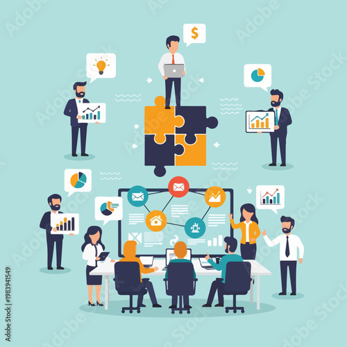 Business people working together in office.