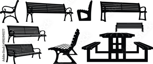 Black Park Bench Furniture Set