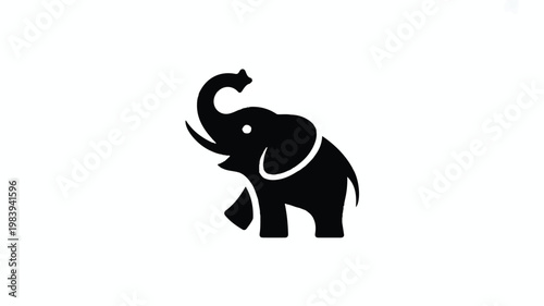 A minimalist illustration of an elephant standing alone in a neutral environment showcases the animal's profile.
