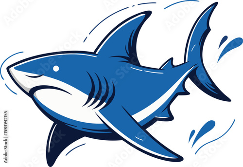 WebDynamic Blue Shark Illustration with Water Splash