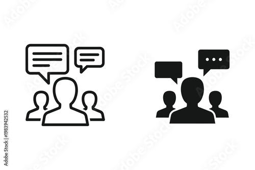 Foto People Talking Icon Set: Conversation and Communication Symbols in Flat Design V