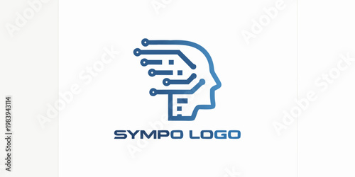 Digital brain outline with circuit connections a modern technology logo