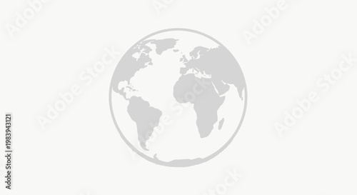 Graphic representation of a globe on white background for global concepts