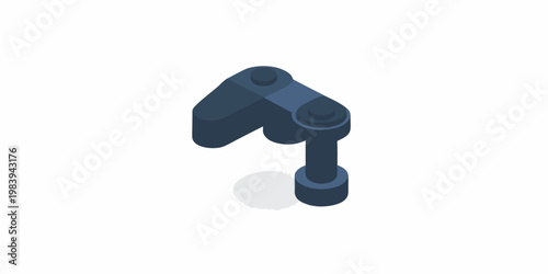 Isometric illustration of a dark blue robotic arm with joints