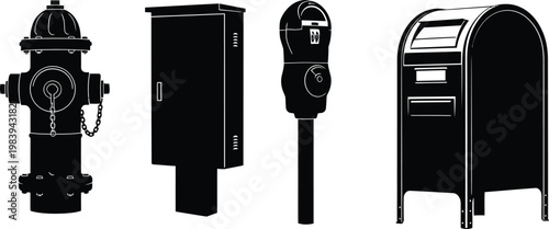 Black Silhouette Street Objects
