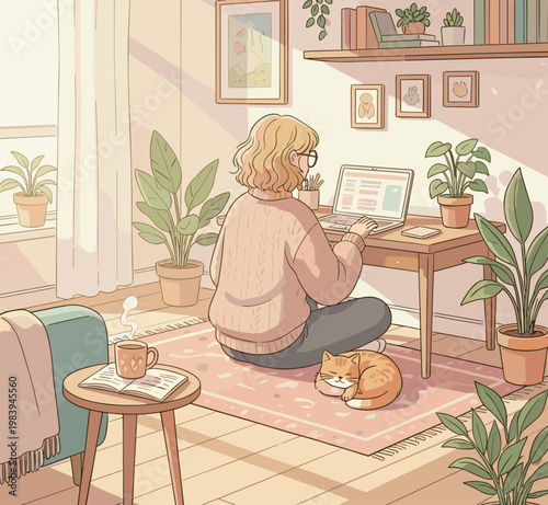 Conceptual vector illustration of a working woman.